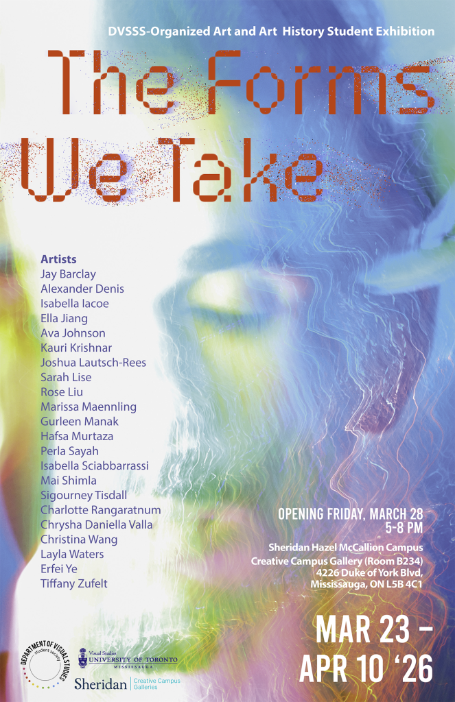 Poster for The Forms We Take exhibition at HMC Gallery.